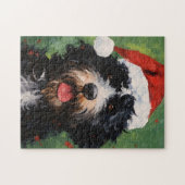 Portugiesischer Wasserhund Weihnachtsmalerei Puzzle (Horizontal)