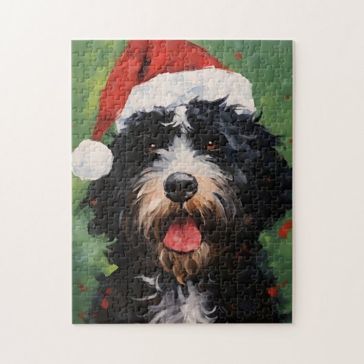Portugiesischer Wasserhund Weihnachtsmalerei Puzzle (Vertikal)