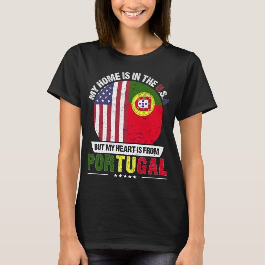 Portugiesisches amerikanisches Herz stammt aus Por T-Shirt (Vorderseite)