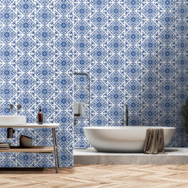 Portugiesisches Azulejo-Muster Mittelmeerblaue Fli Tapete