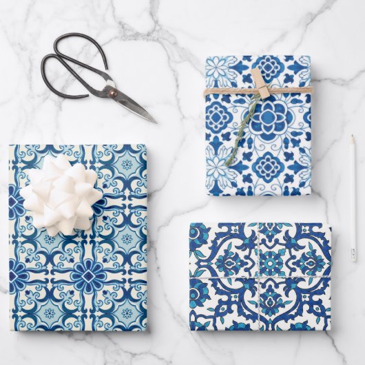 Portugiesisches Azulejos-Muster Geschenkpapier Set (Vorderseite)