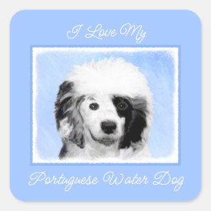 Portugiesisches Dog-Gemälde - Original Dog Art S Quadratischer Aufkleber