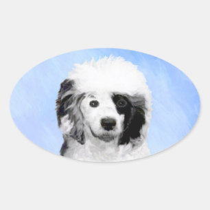 Portugiesisches Dog-Gemälde - Originelle Hundekuns Ovaler Aufkleber