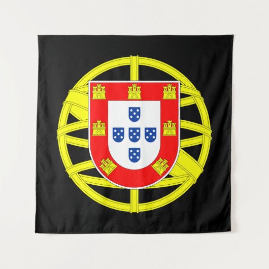Portugiesisches Emblem Black Tapestry Wandteppich (Vorderseite)