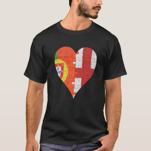 Portugiesisches englisches Flaggenherz T-Shirt