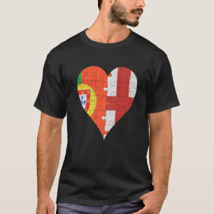 Portugiesisches englisches Flaggenherz T-Shirt