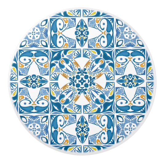 Portugiesisches Flachmuster Keramikknauf (Vorderseite)