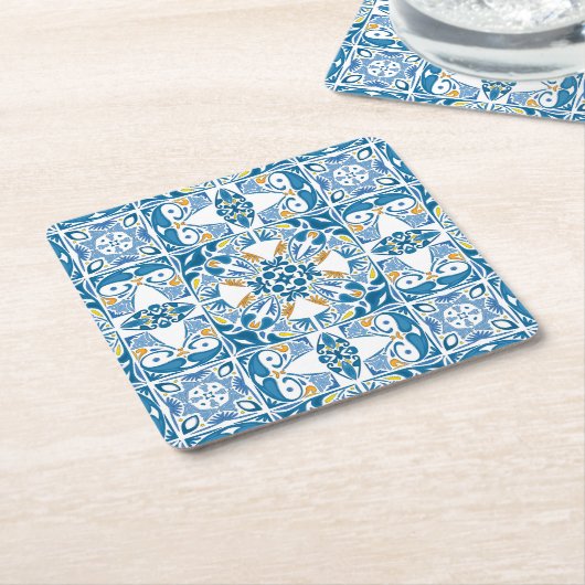 Portugiesisches Flachmuster Rechteckiger Pappuntersetzer (angewinkelt)