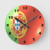 Portugiesisches Flag-Design Runde Wanduhr (Vorderseite)