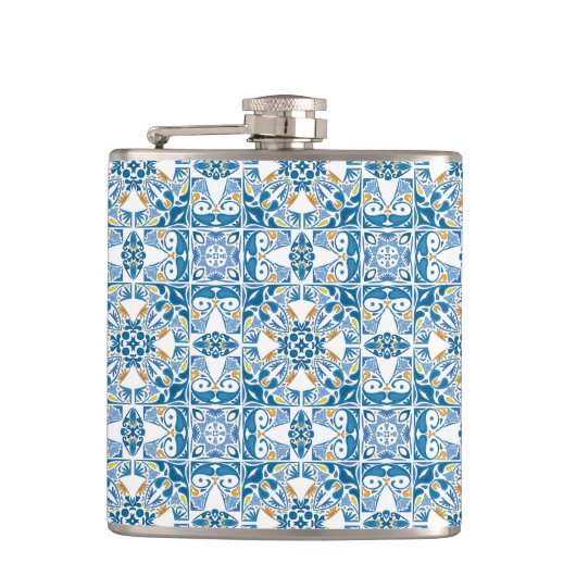 Portugiesisches Fliesen-Muster Flachmann (Vorderseite)