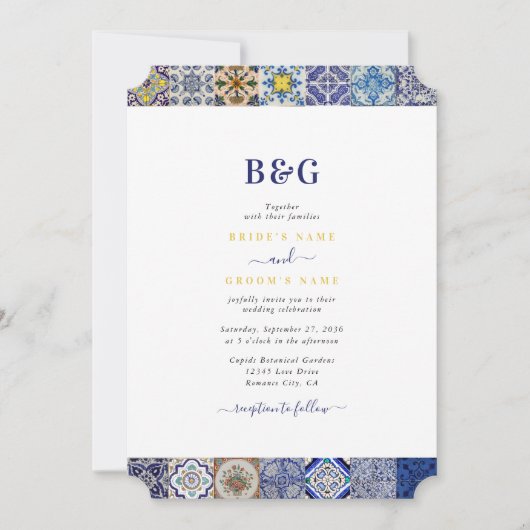 Portugiesisches Fliesenmuster Einladung (Vorderseite)