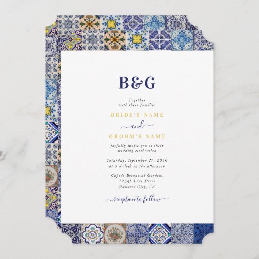 Portugiesisches Fliesenmuster Einladung (Vorne/Hinten)