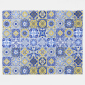 Portugiesisches Fliesenmuster Fleecedecke (Vorderseite (Horizontal))