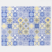 Portugiesisches Fliesenmuster Fleecedecke (Vorderseite (Horizontal))