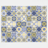 Portugiesisches Fliesenmuster Fleecedecke (Vorderseite (Horizontal))