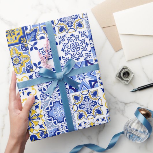 Portugiesisches Fliesenmuster Geschenkpapier (Schenken)