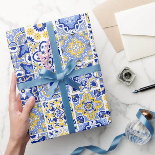 Portugiesisches Fliesenmuster Geschenkpapier (Schenken)