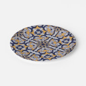 Portugiesisches Fliesenmuster Pappteller (Schrägansicht)
