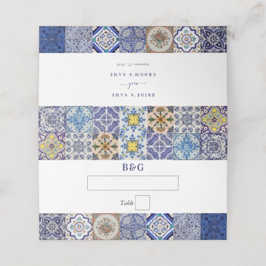 Portugiesisches Fliesenmuster Platzkarte (Außenseite Aufgefaltet)