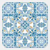 Portugiesisches Fliesenmuster Quadratischer Aufkleber (Vorderseite)