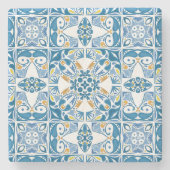 Portugiesisches Fliesenmuster Steinuntersetzer (Vorderseite)