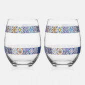 Portugiesisches Fliesenmuster Weinglas Ohne Stiel (Links)