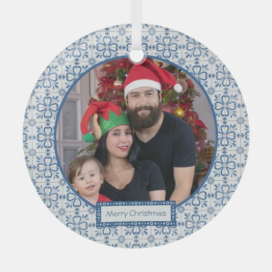 Portugiesisches Foto mit Fliesen Ornament Aus Glas (Vorderseite)