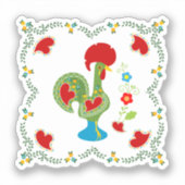 Portugiesisches Glücksroster in grüner Farbe Aufkleber (Vorderseite)