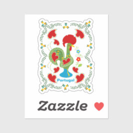 Portugiesisches Glücksroster in grüner Farbe Aufkleber