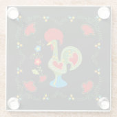 Portugiesisches Glücksroster in grüner Farbe Glasuntersetzer (Rückseite)