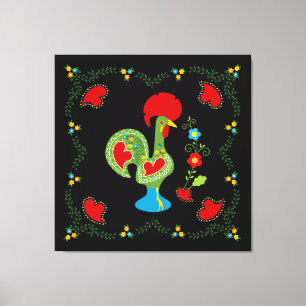 Portugiesisches Glücksroster in grüner Farbe Leinwanddruck