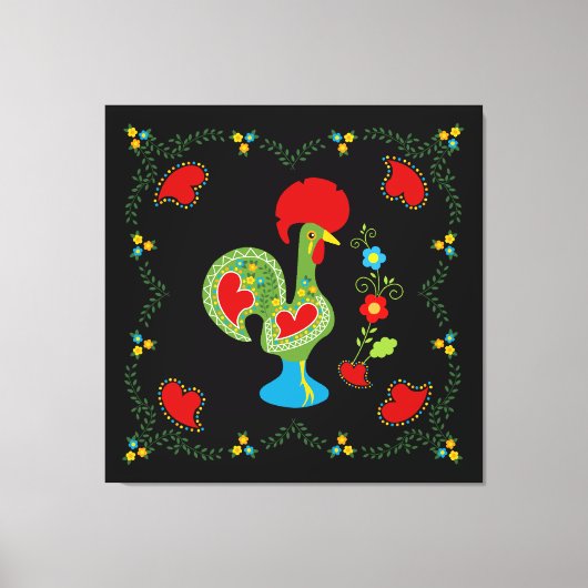 Portugiesisches Glücksroster in grüner Farbe Leinwanddruck (Vorderseite)