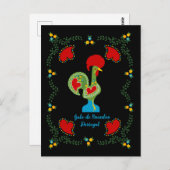 Portugiesisches Glücksroster in grüner Farbe Postkarte (Vorne/Hinten)