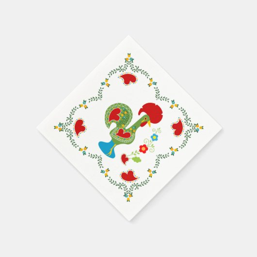 Portugiesisches Glücksroster in grüner Farbe Serviette (Ecke)