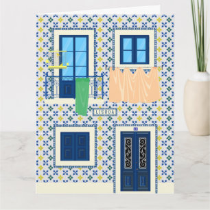 Portugiesisches Haus in Lissabon mit Fliesen und V Karte