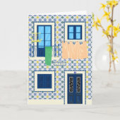 Portugiesisches Haus mit Kacheln und Vogel Karte (Gelbe Blume)