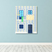 Portugiesisches Haus mit Kacheln und Vogel Leinwanddruck (Insitu (Holzboden))