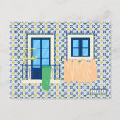 Portugiesisches Haus mit Kacheln und Vogel Postkarte (Vorderseite)