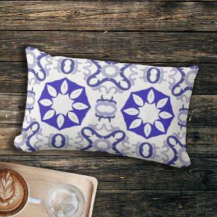 Portugiesisches Muster in Weiß und Blau Kissen Für Draußen