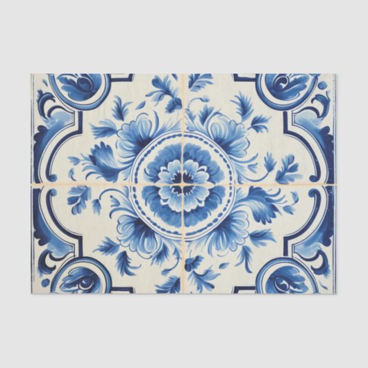 Portugiesisches niedliches Fliesenmuster Seidenpapier (Vorderseite)