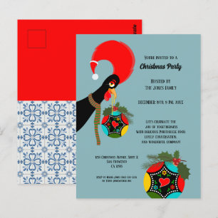 Portugiesisches Rooster Christmas Bauble Party Postkarte