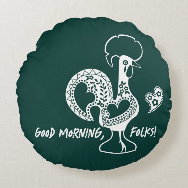 Portugiesisches Rooster Moderne Silhouette Rundes Kissen (Vorderseite)