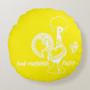 Portugiesisches Rooster Moderne Silhouette Rundes Kissen