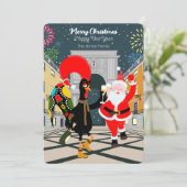 Portugiesisches Rooster und der Weihnachtsmann zum Karte (Stehend Vorderseite)