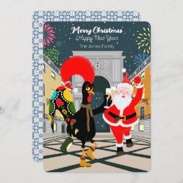 Portugiesisches Rooster und der Weihnachtsmann zum Karte