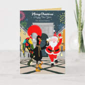 Portugiesisches Rooster und der Weihnachtsmann zum Karte (Vorderseite)