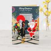 Portugiesisches Rooster und der Weihnachtsmann zum Karte (Gelbe Blume)