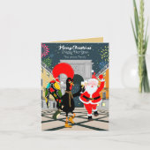 Portugiesisches Rooster und der Weihnachtsmann zum Karte (Vorderseite)