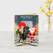 Portugiesisches Rooster und der Weihnachtsmann zum Karte (Gelbe Blume)