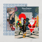 Portugiesisches Rooster und der Weihnachtsmann zum Postkarte (Vorne/Hinten)